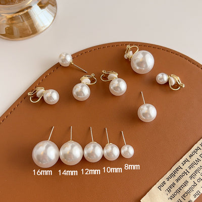 Retro French Style Imitation Pearl Ear Clips for Women