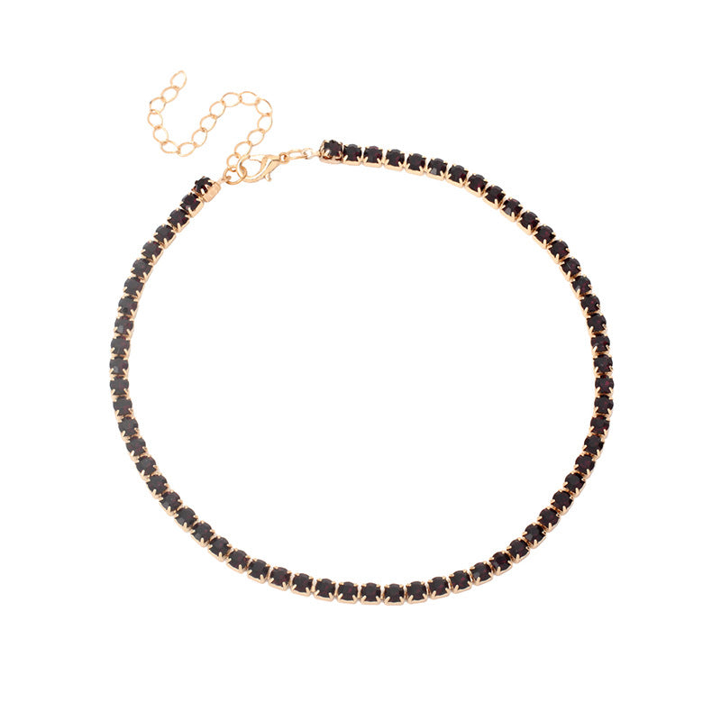 Minimalist Rhinestone Stacking Choker Necklace for Women