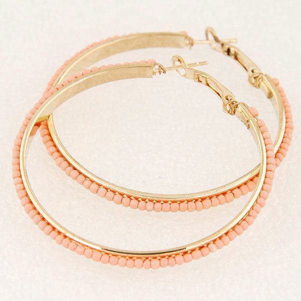 Fashion Jewelry Metal Bead Hoop Earrings