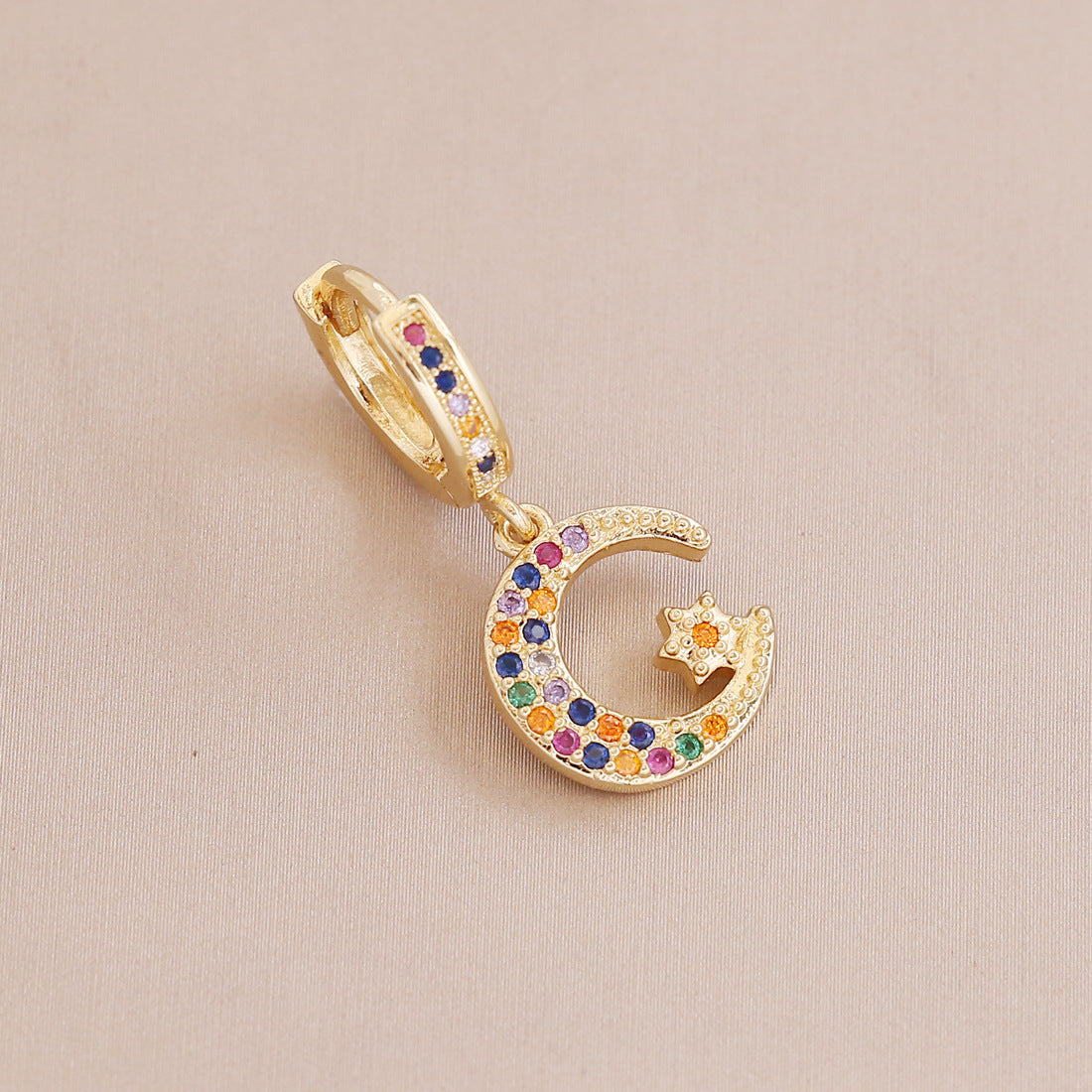 Hot Style Copper Micro-inlaid Color Zirconium Ear Clip 18k Gold Plated Statement Earrings