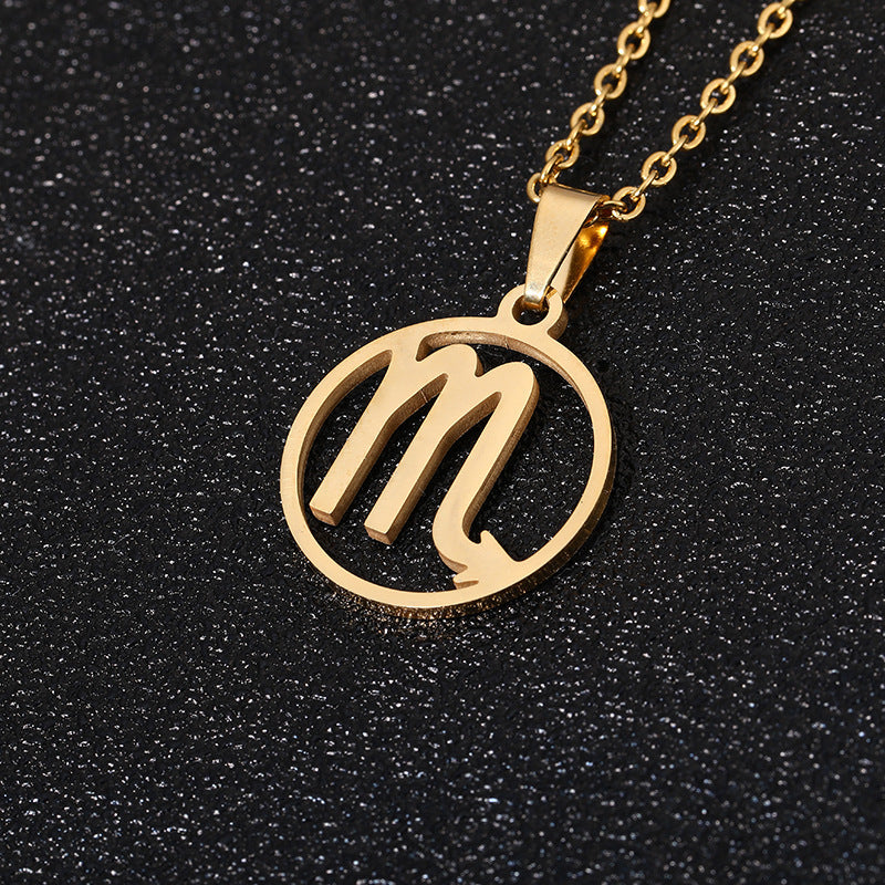 Simple Style Zodiac Stainless Steel Necklace
