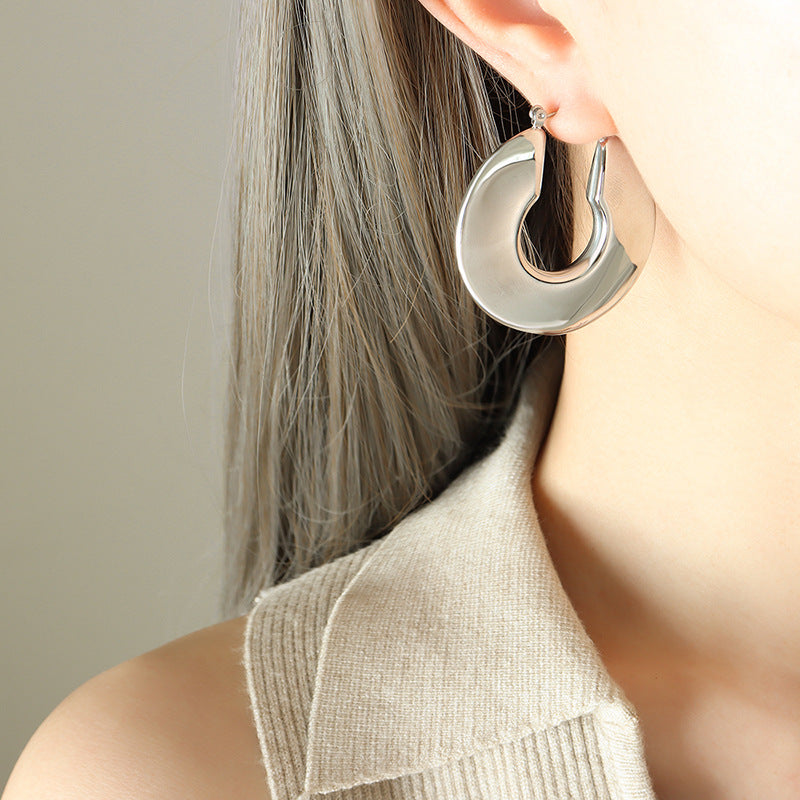 1 Pair Geometric U Shape Titanium Steel 18K Gold Plated Hoop Earrings