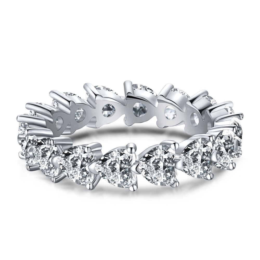 Heart Shape Sterling Silver Zircon Inlay Ring for Women