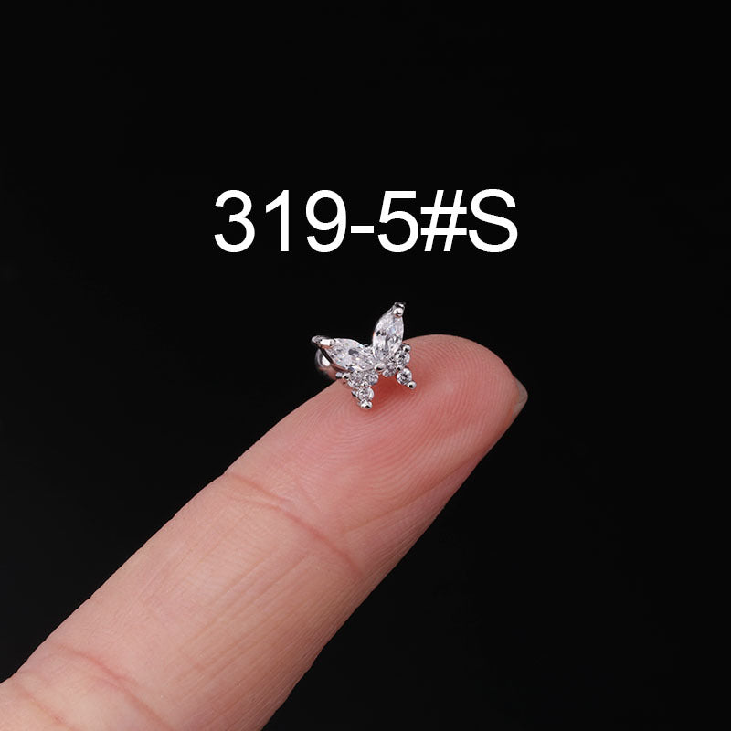 Fashion Zircon Copper and Stainless Steel Ear Studs