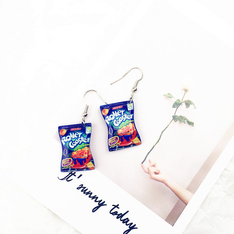 1 Pair Novelty Food Resin Women's Drop Earrings - Creative Handmade Fun Snack Dangle Jewelry