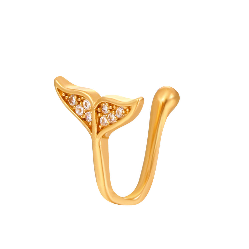 U-Shaped Animal Design Copper Inlaid Zircon Nose Cuff Jewelry