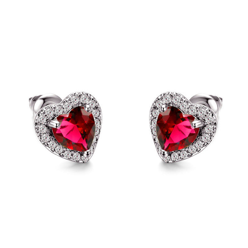 Sweet Heart Crystal Rhinestone Heart-Shaped Women's Earrings