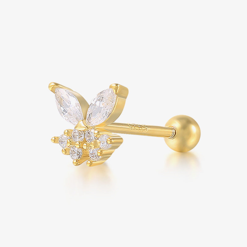 Sterling Silver Zircon Inlay Stud Earrings for Women