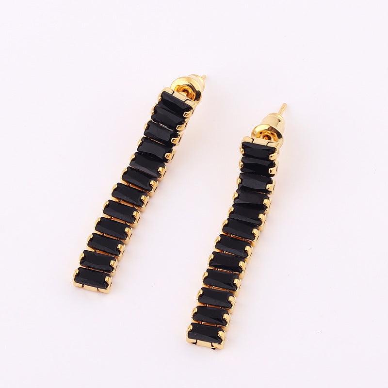 Elegant Zircon Tassel Bowknot Copper Earrings