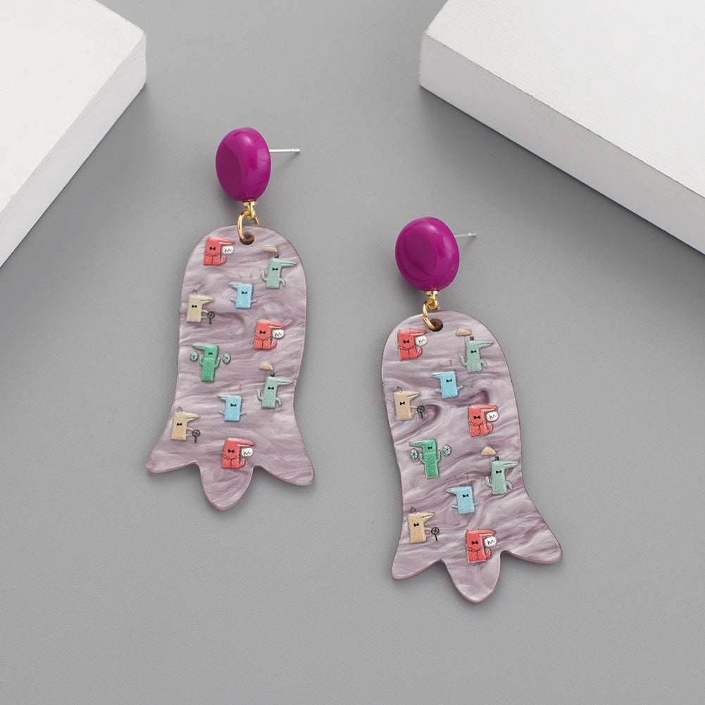 Acrylic Cartoon Pattern Earrings Pendant
