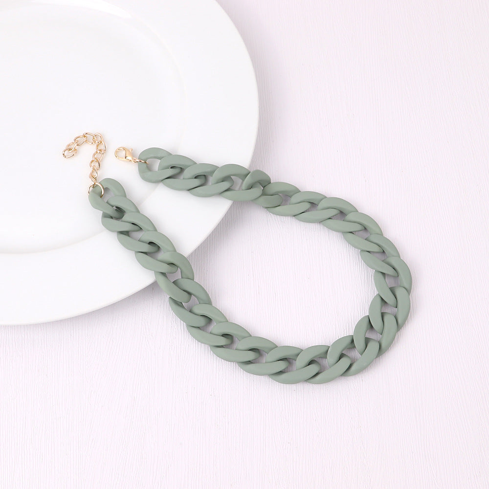 Fashion Acrylic Patchwork Rainbow Chain Necklace for Women