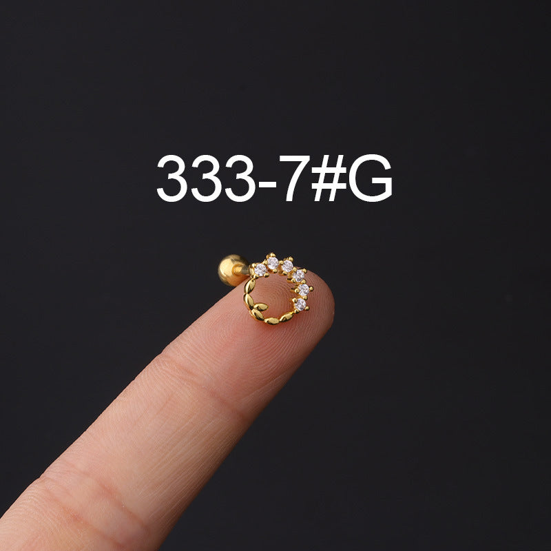 Zircon Copper Stud Earrings with Stainless Steel Screw Back