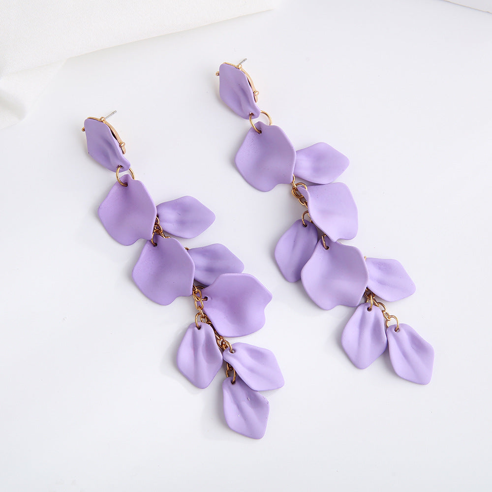 1 Pair Vintage Style Colorful Petal Acrylic Drop Earrings for Women