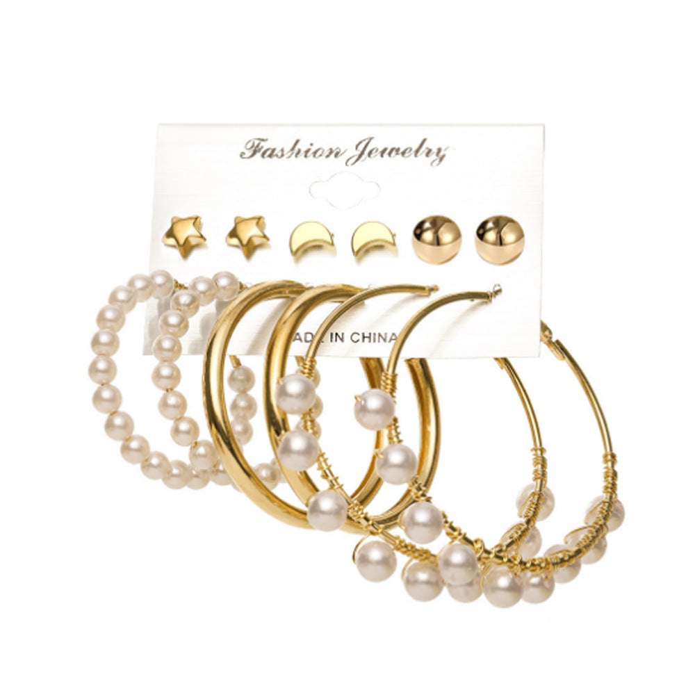 Fashion Heart & Butterfly Metal Chain Earrings Set - 15 Pieces