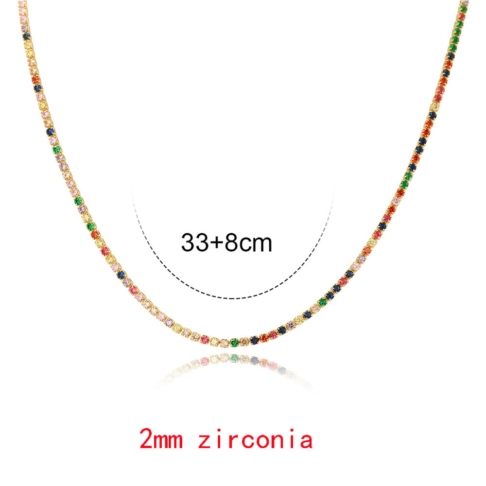 Fashion Multicolor Zircon Geometric Copper Necklace