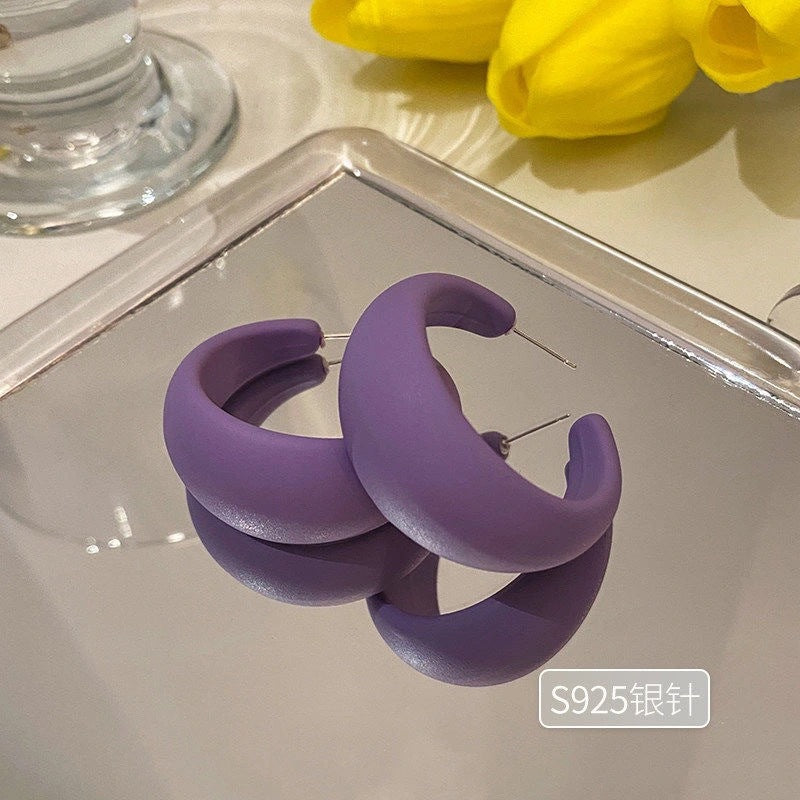Simple Retro Matte C-Shaped Hoop Earrings 2023