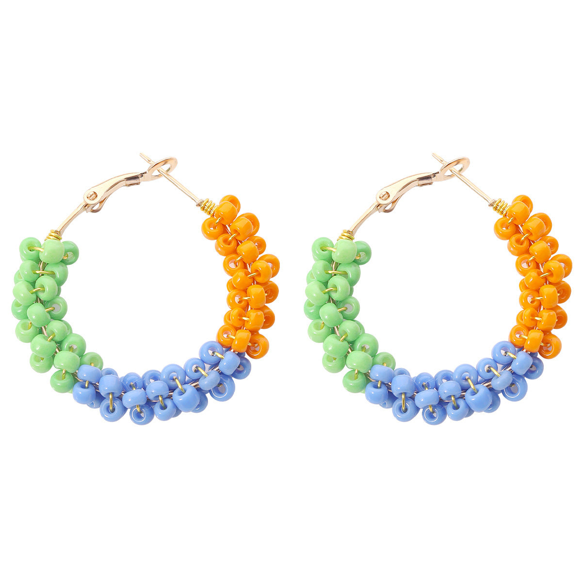 Fashion Bohemian Colorful Beaded Hoop Earrings