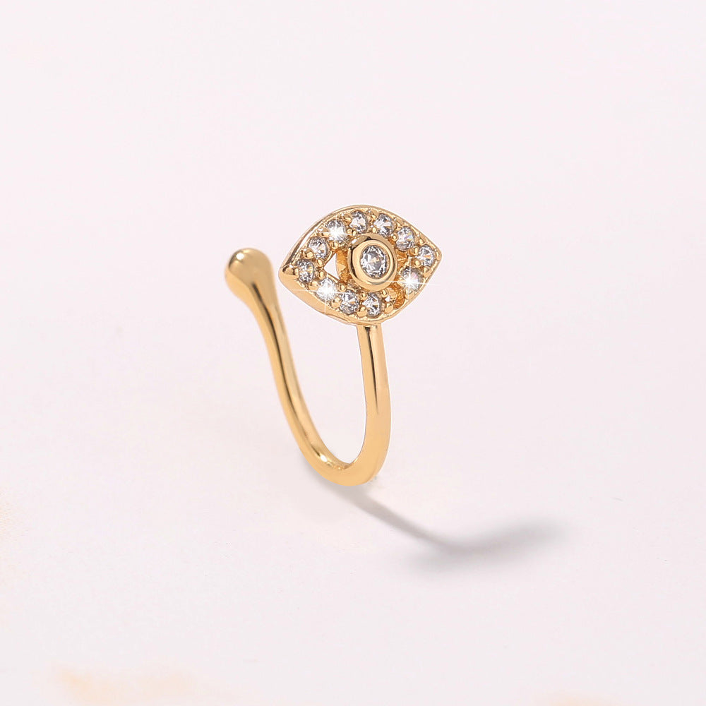 Stainless Steel Skull Nose Ring U-Shape Clip Piercing Jewelry