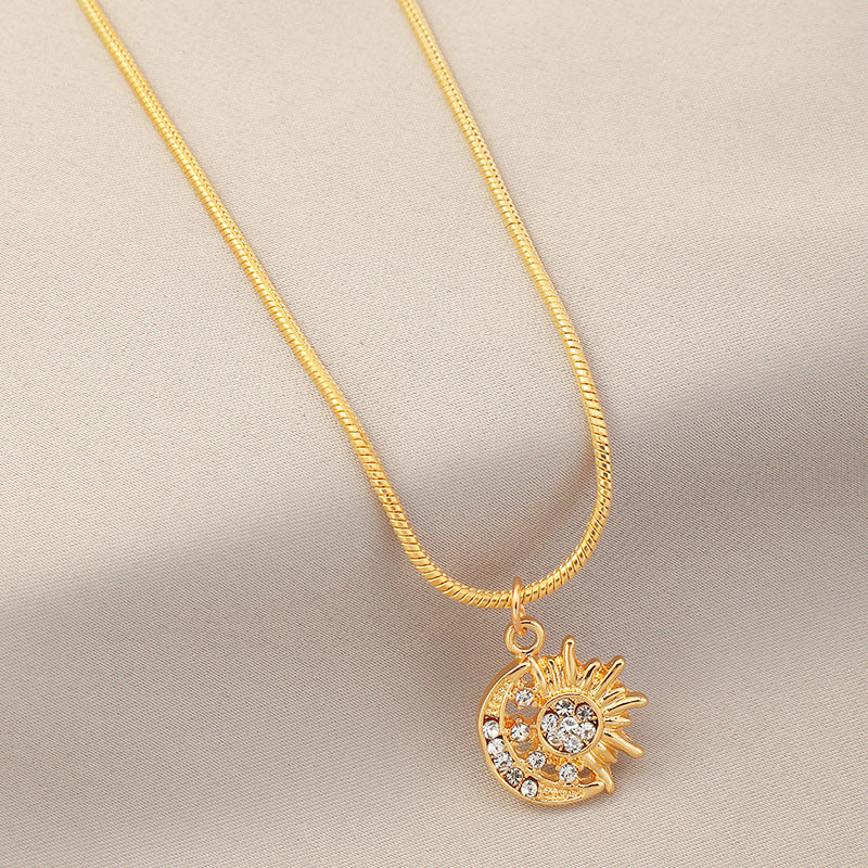 Fashion Metal Diamond Airplane Portrait Pendant Necklace
