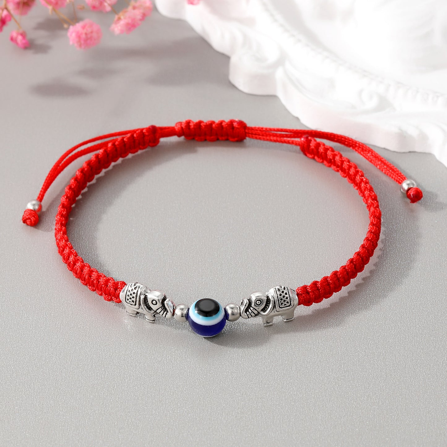 Creative Silver Elephant Beaded Adjustable Bracelet