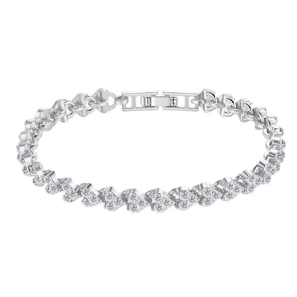 Heart-Shaped Crystal Zircon Alloy Bracelet with Roman Design