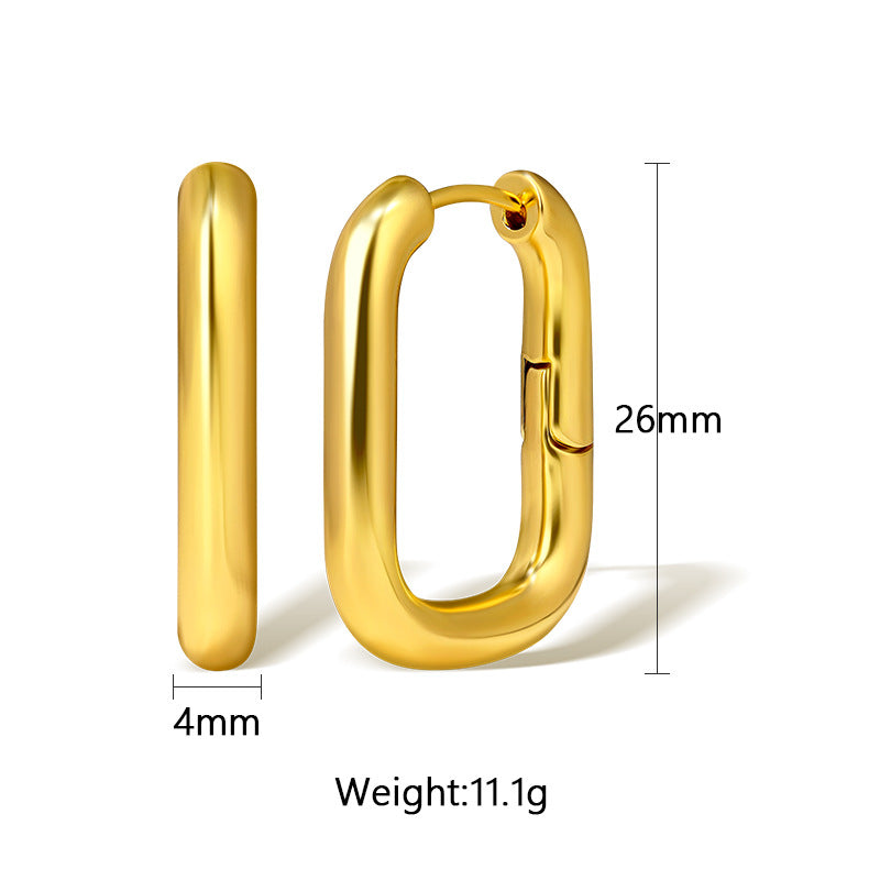 18K Gold Plated Geometric Square Hoop Earrings