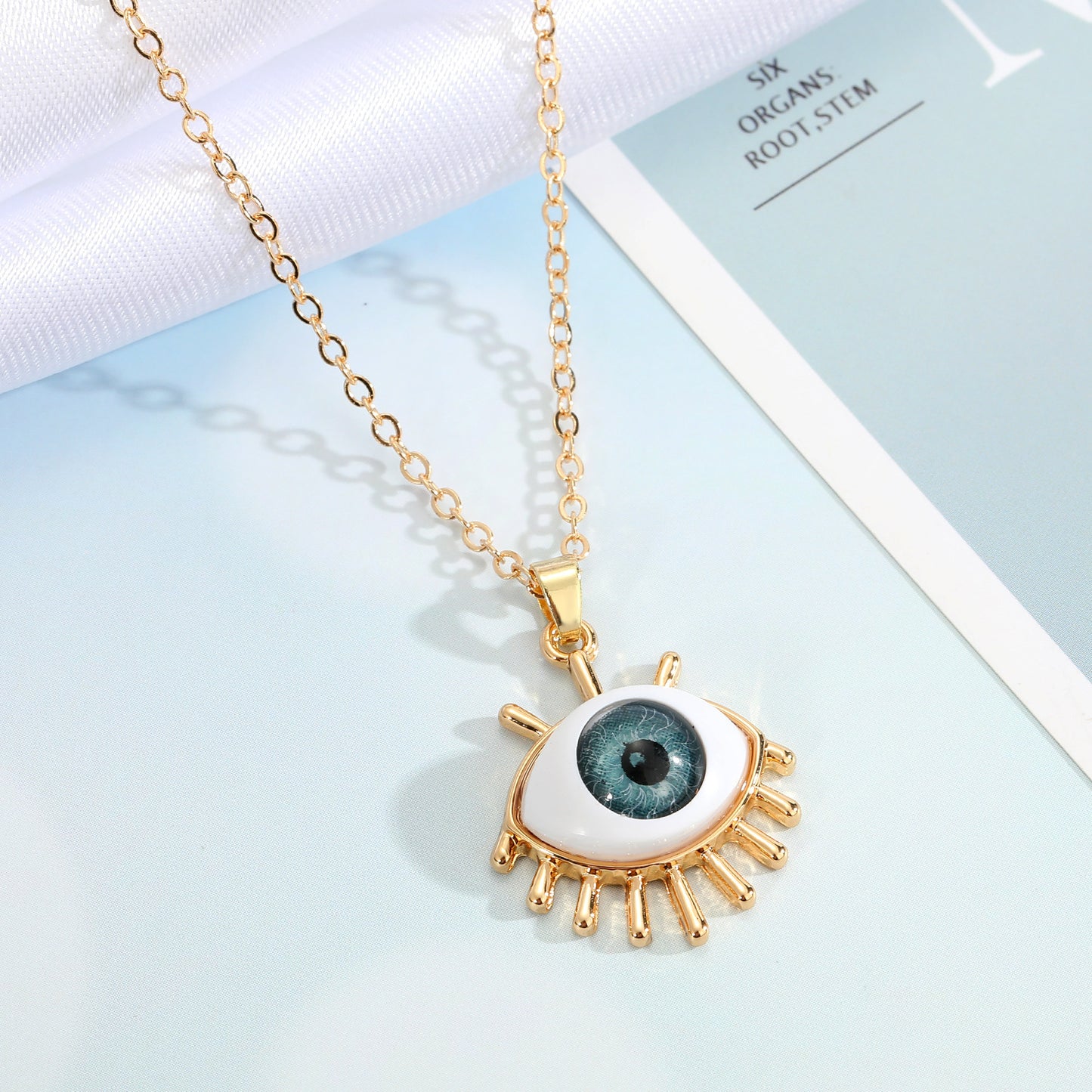Geometric Evil Eye Alloy Pendant Necklace