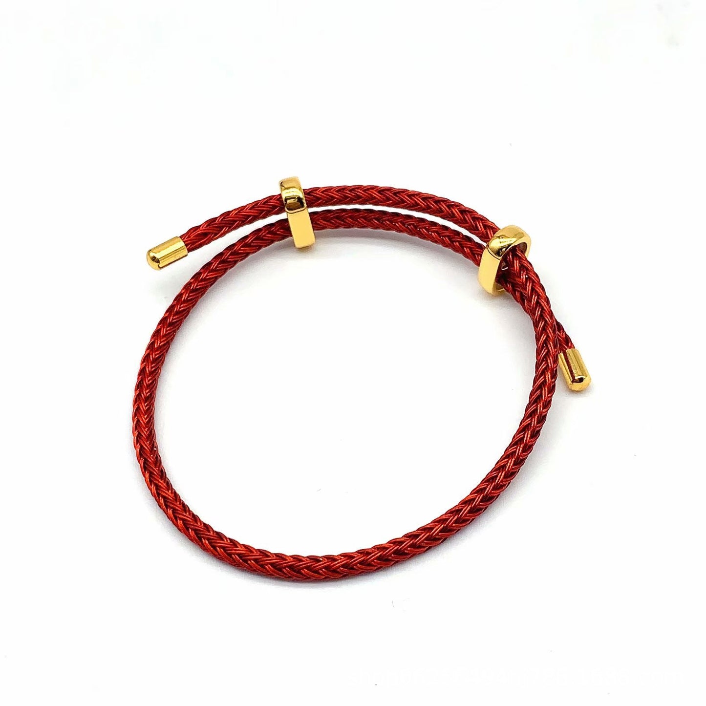 Adjustable Unisex Round Rope Bracelet with Steel Wire and Red String Charm
