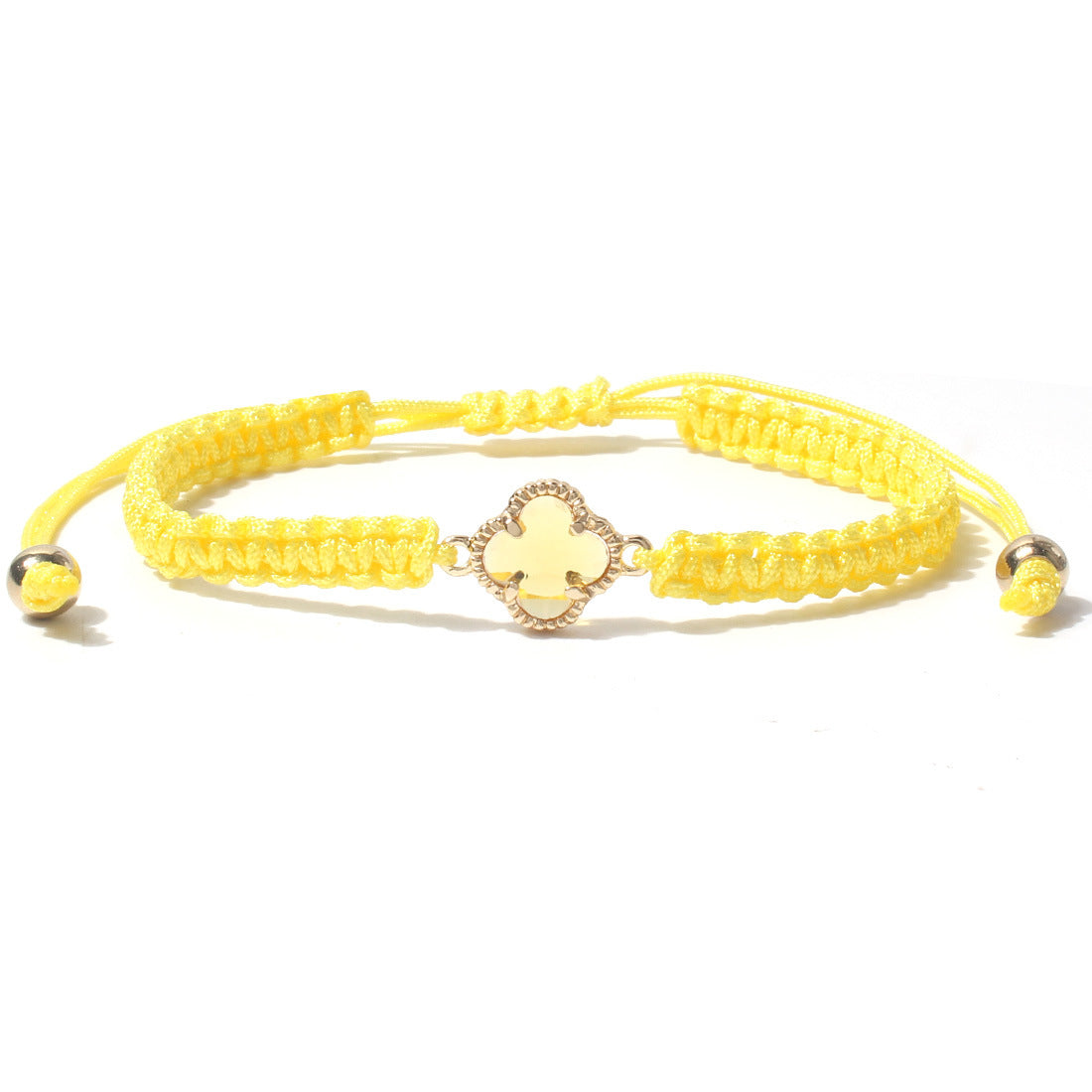 Sweet Four Leaf Clover Crystal Glass Handmade Drawstring Bracelet