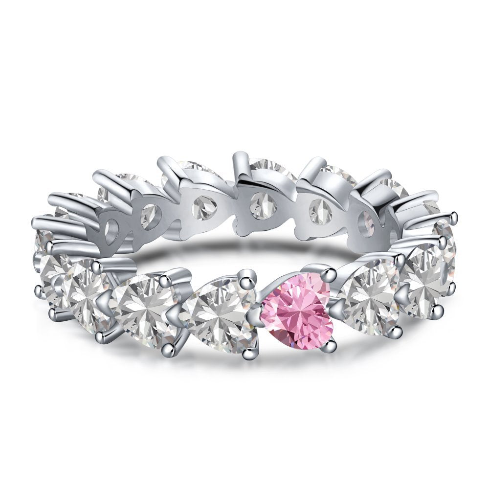 Heart Shape Sterling Silver Zircon Inlay Ring for Women