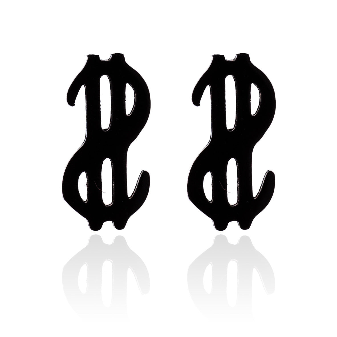 Simple Style Stainless Steel Cat Elephant Dollar Symbol Hollow Out Stud Earrings