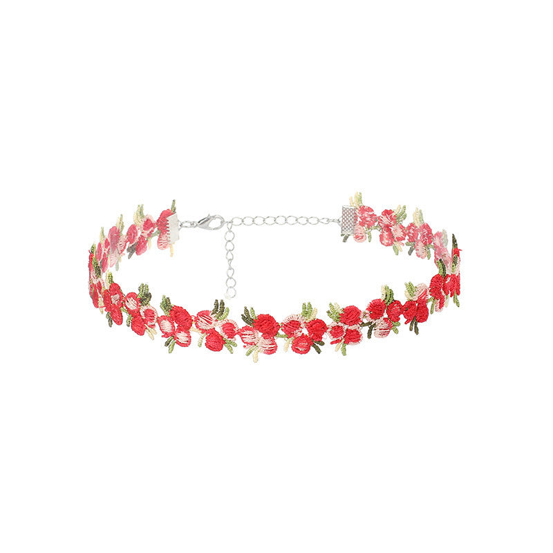 Retro Lace Flower Collar Choker Necklace - Romantic Garden Embroidered Clavicle Chain