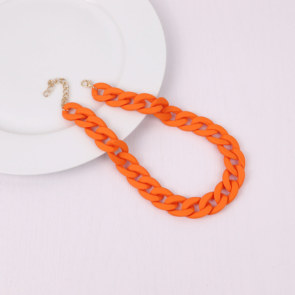 Fashion Acrylic Patchwork Rainbow Chain Necklace for Women