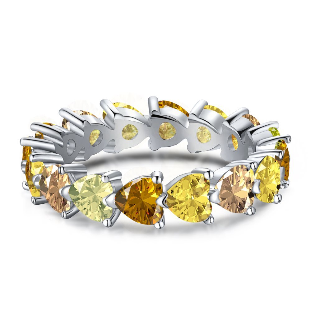 Heart Shape Sterling Silver Zircon Inlay Ring for Women