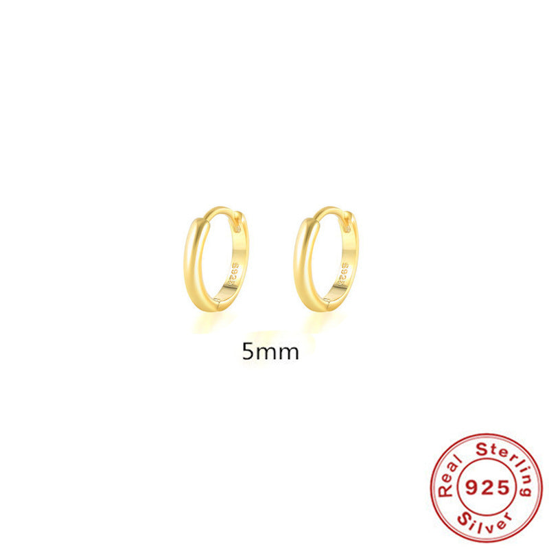 S925 Sterling Silver Minimalist Geometric Ear Clip Hoop Earrings