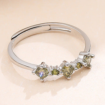 S925 Sterling Silver Colorful Zircon Open Ring for Women