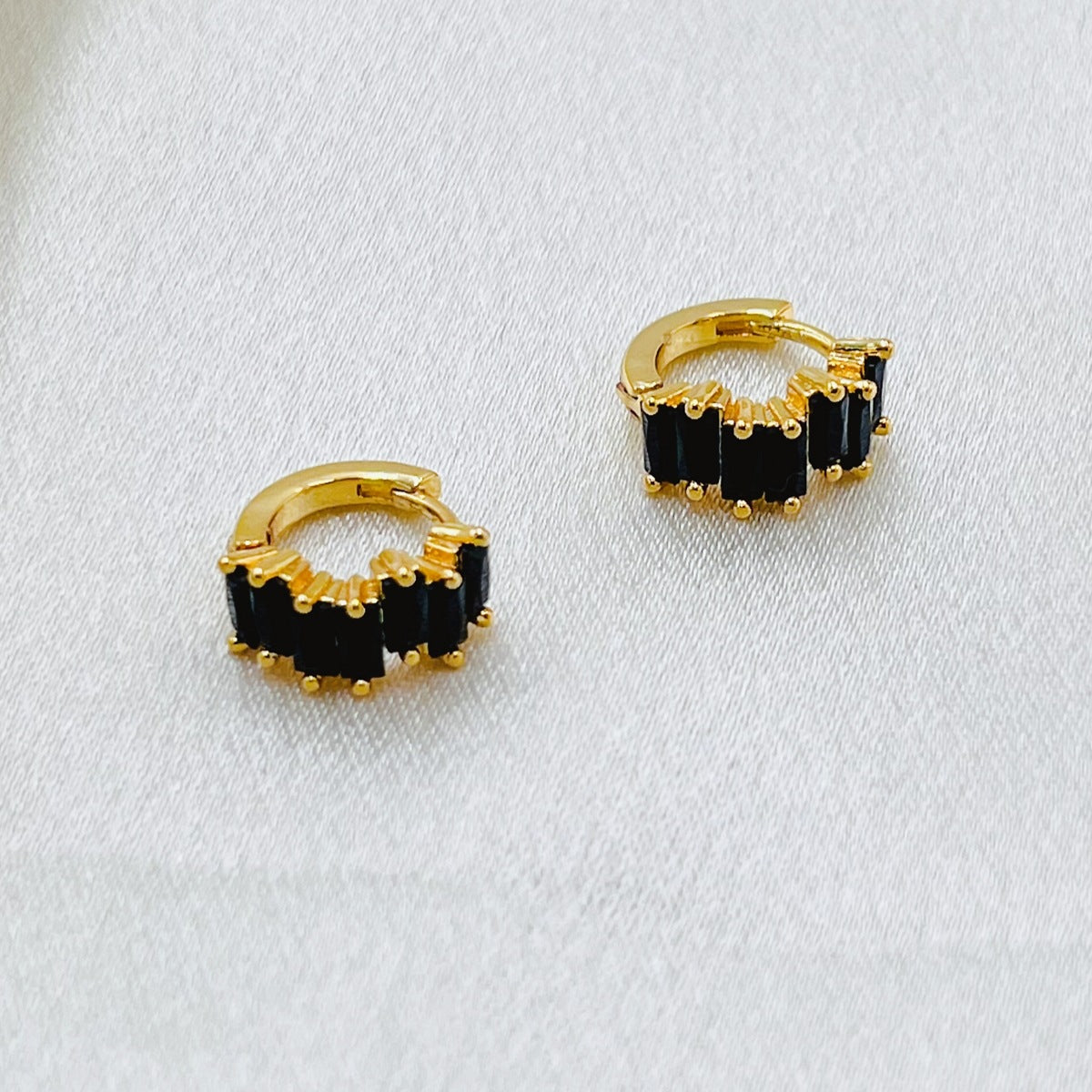 S925 Silver Needle Rectangular Zircon Stud Earrings with Colorful Zircon Hoop Design
