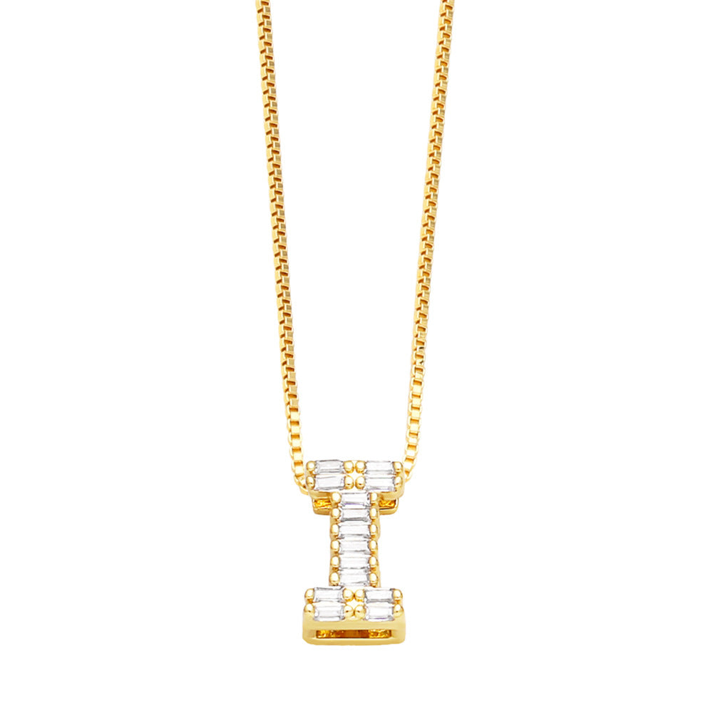18K Gold Plated Zircon Letter Pendant Necklace