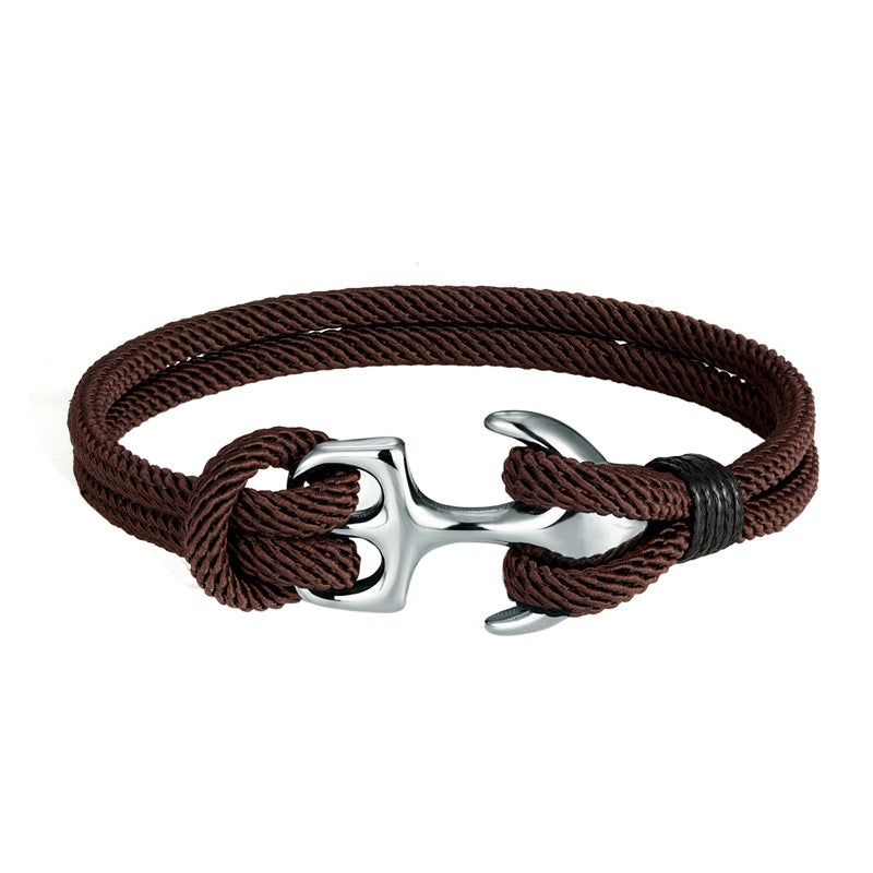 Geometric Anchor Titanium Steel Milan Rope Bracelet for Couples