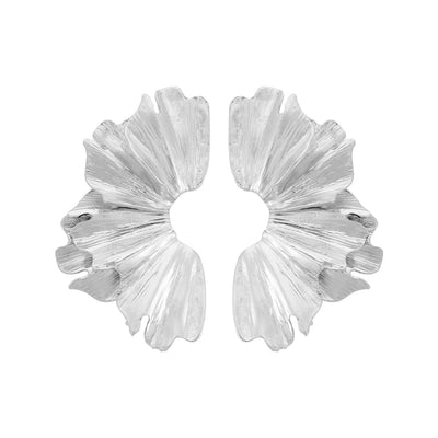 Exaggerated Irregular Alloy Plated Women's Earrings - Artistic Retro Pleated Design