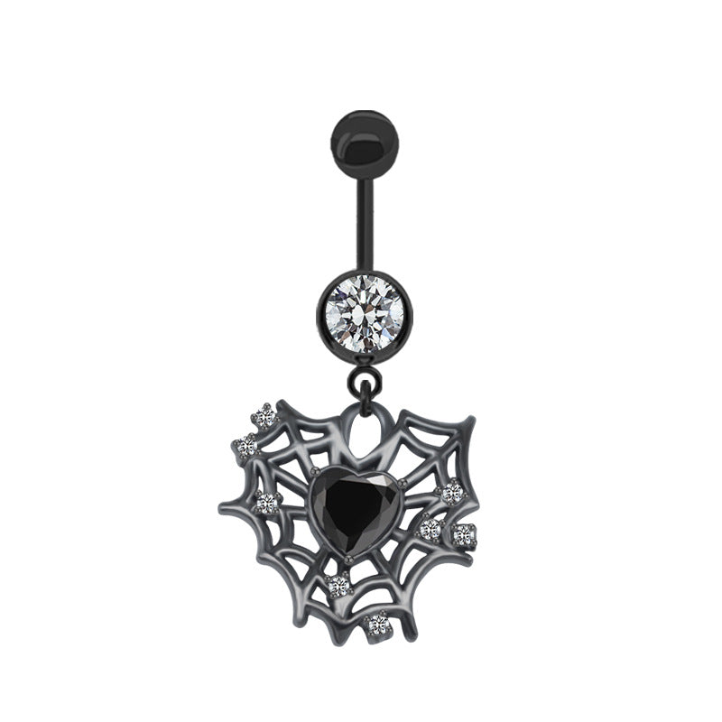 Japanese Punk Spider Butterfly Rhinestone Belly Ring in Stainless Steel and Copper