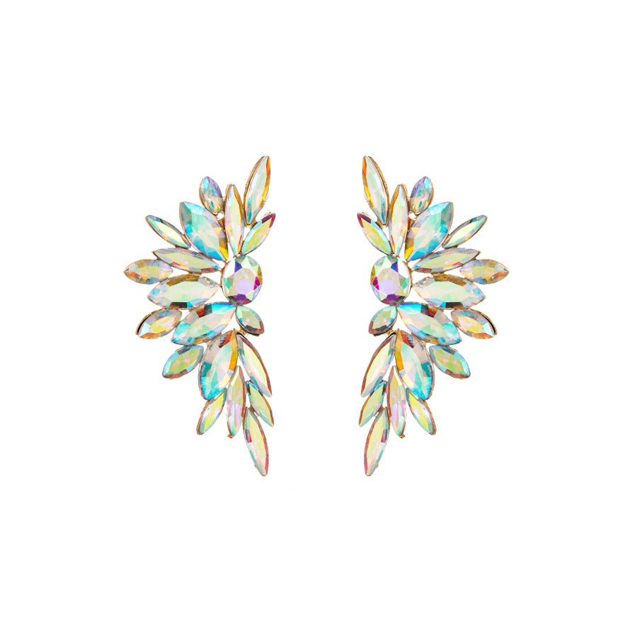 Baroque Floral Rhinestone Inlay Gold Plated Women's Earrings
