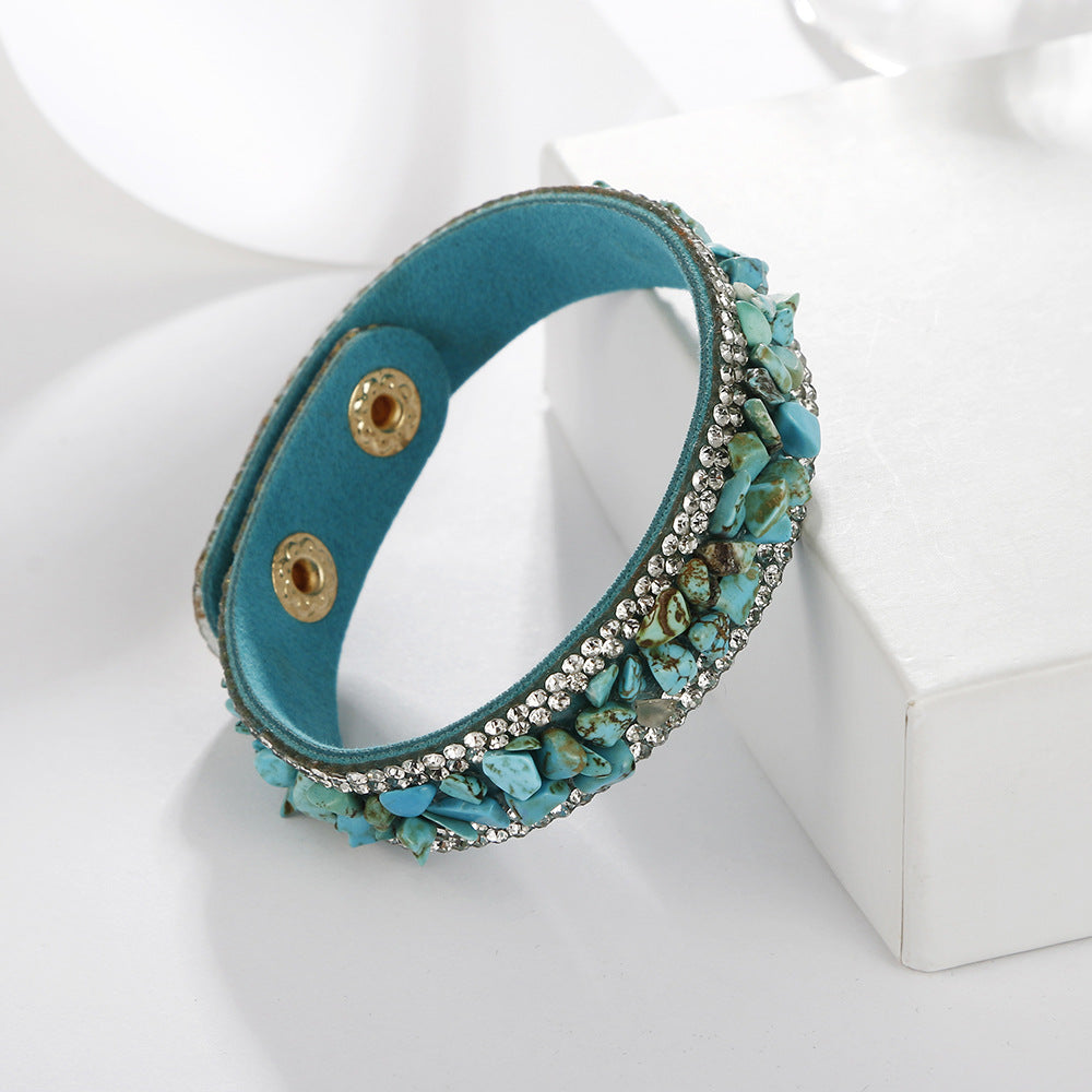 Vintage Multicolor Crushed Stone Inlaid Gemstone Bracelet