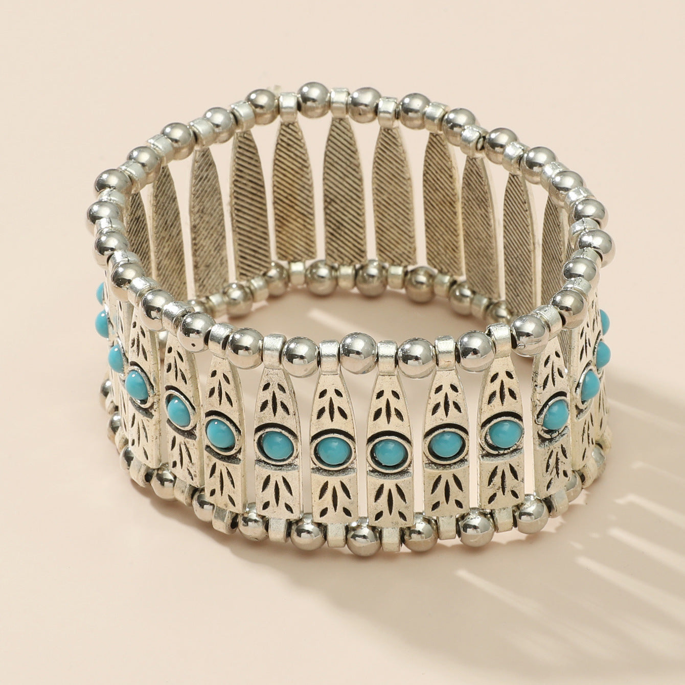 Simple Geometric Turquoise Resin Inlay Women's Bangle Bracelet