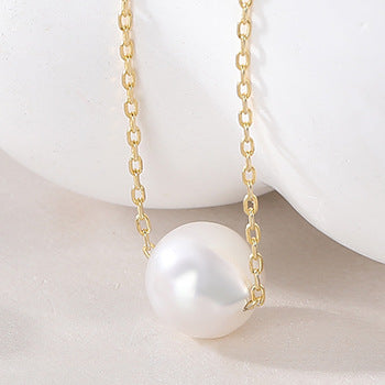 Simple Baroque Freshwater Pearl Titanium Steel Necklace