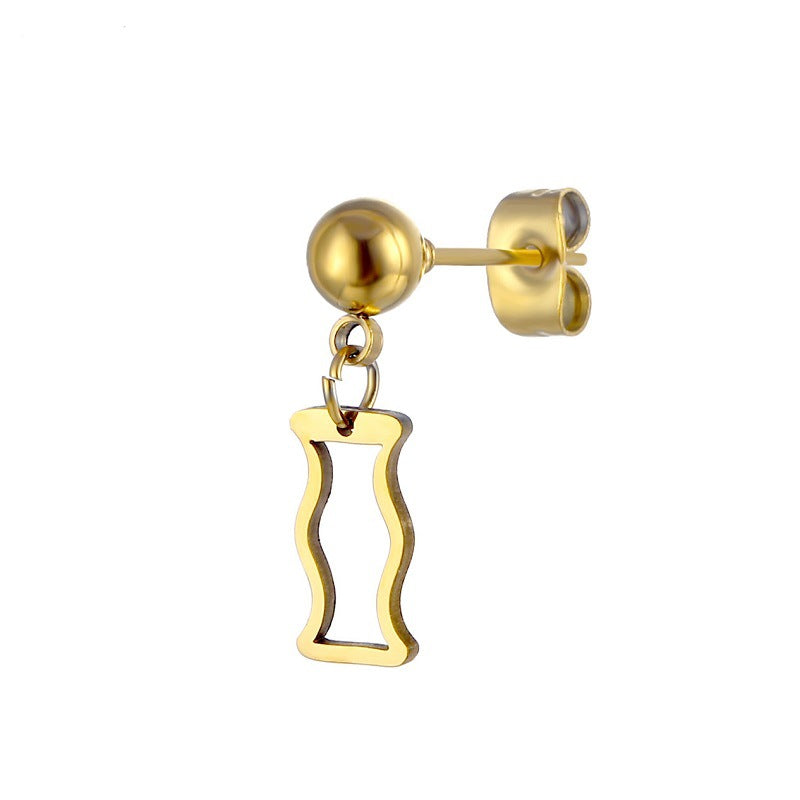 Simple Geometric Cross Stainless Steel Ball Stud Earrings