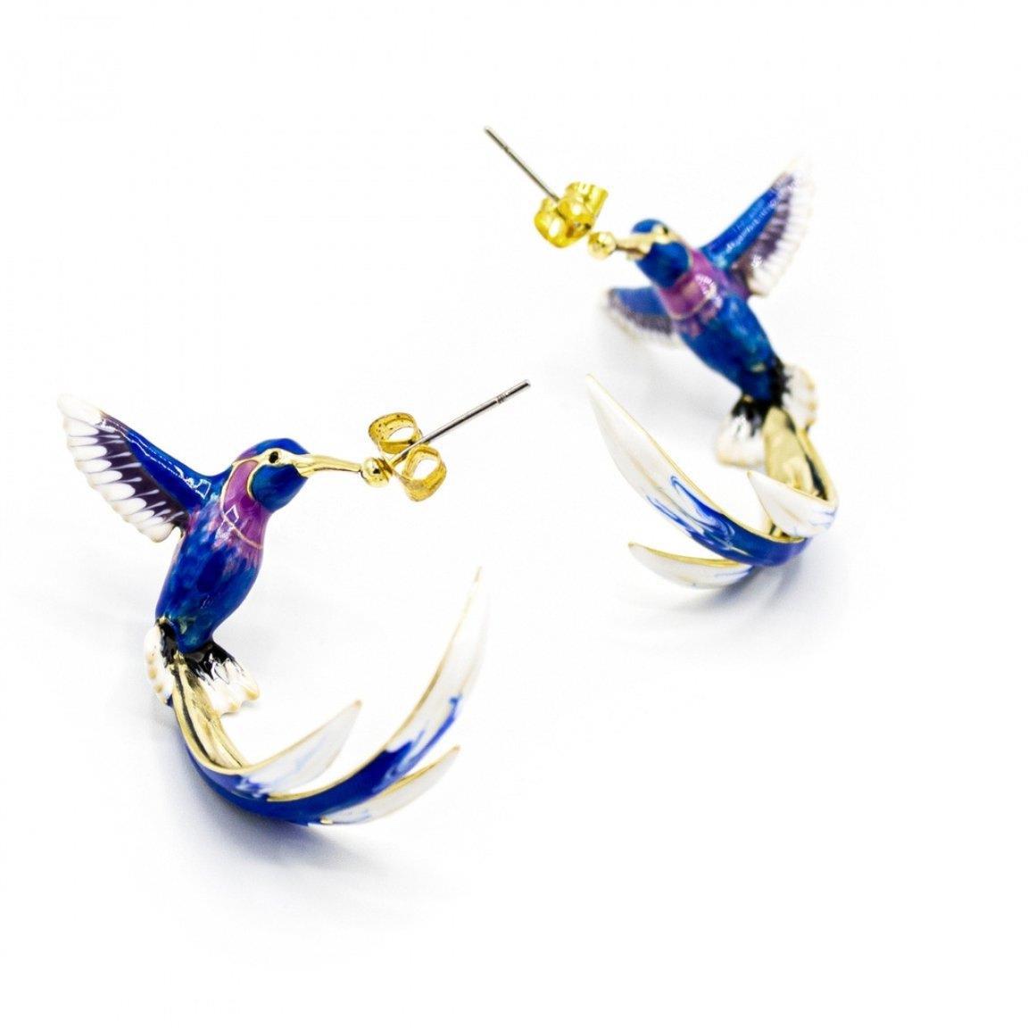 1 Pair Cute Bird Enamel Imitation Pearl Zircon Earrings