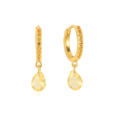 Elegant Water Droplet Zircon Brass Dangle Earrings