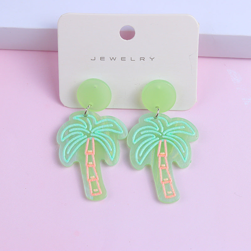 Sweet Floral Acrylic Asymmetrical Geometric Earrings