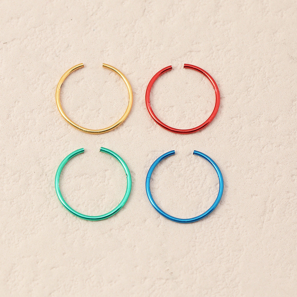 Golden U-Shaped Geometric Diamond Faux Nose Ring Jewelry